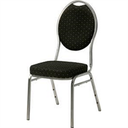 Banquetstol m/polster i sæde og ryg, Steel sort br. 45cm